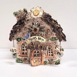 Blue Sky Clay Works Heather Goldminc Mom's Nest 2002 Ceramic Tea Light Retired
